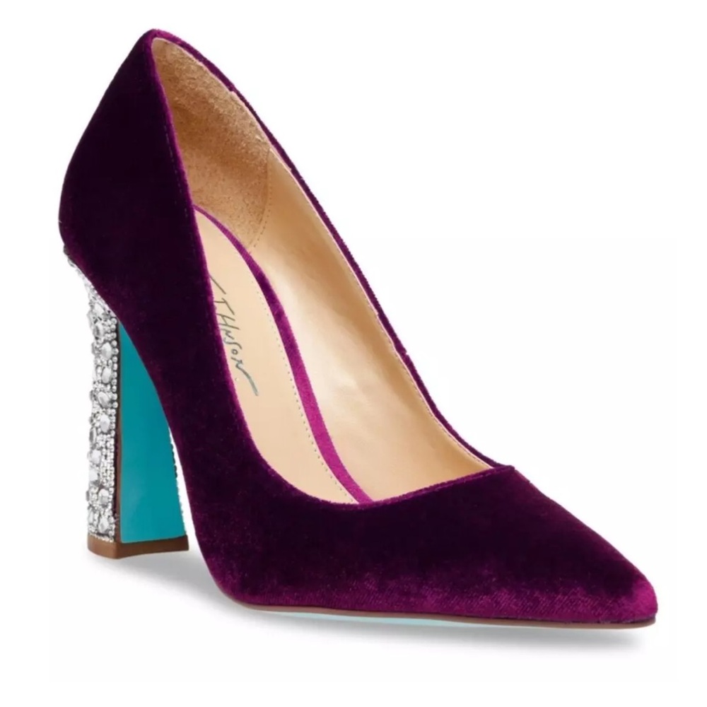 Betsey Johnson Corie Purple Velvet Evening Pumps